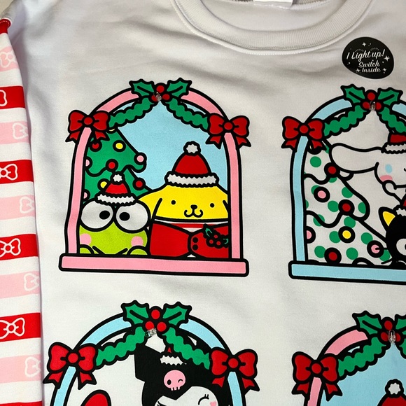 NWT Hello Kitty White and Pink Holiday Sweatshirt women sz Medium - Picture 2 of 8